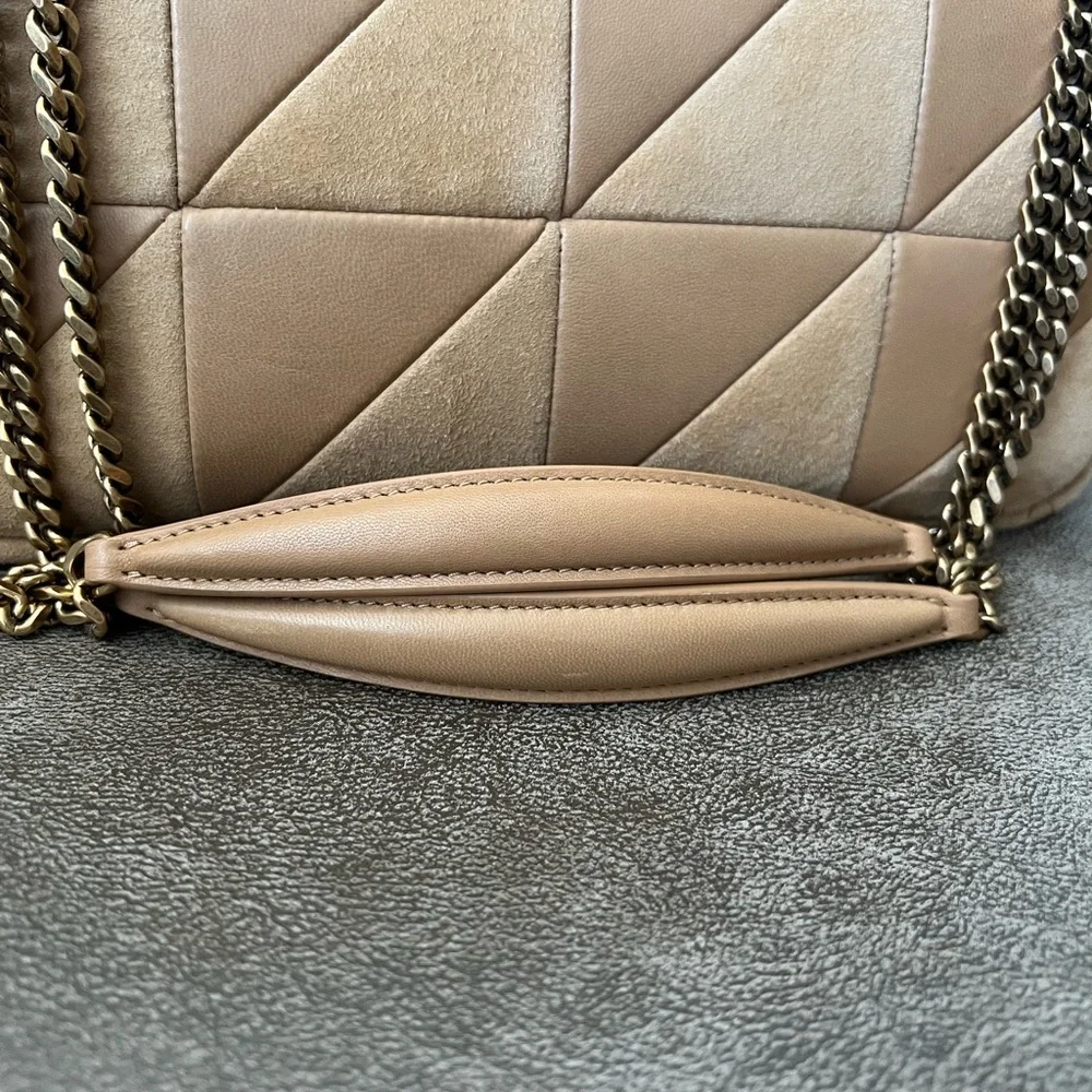 Saint Laurent Quilted Patchwork Leather Shoulder Bag in Beige - Picture 5 of 11
